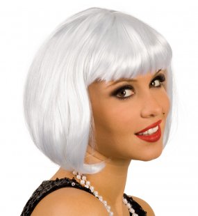 Perruque courte blanche femme