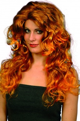 Perruque glamour mèche orange boucle femme 