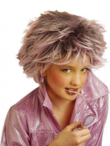 Perruque mèches violettes pour fille 