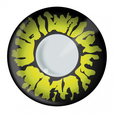 Paire de lentilles de contact noires et jaunes adulte Halloween