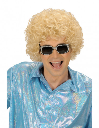 Perruque bouclée blonde homme