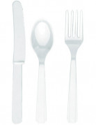 Couverts en plastique blanc